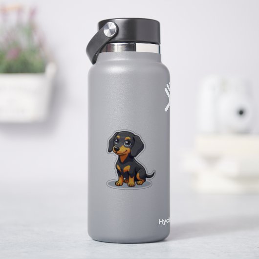 かわいいダックスフンドの子犬 - ハートの目 シール (HydroFlask)
