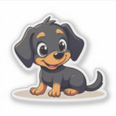 かわいいダックスフンドの子犬 - 眠そうなポーズ シール (正面)