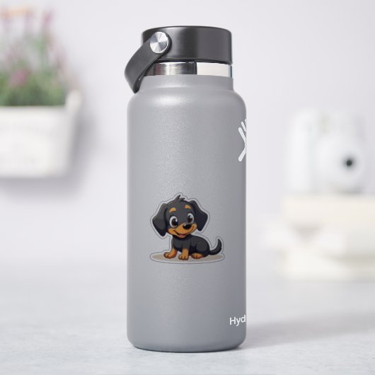 かわいいダックスフンドの子犬 - 眠そうなポーズ シール (HydroFlask)