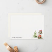 かわいいダックスフンドの犬 毛がふわふわで明るいクリスマス ノートカード (正面/裏面インサイチュ)