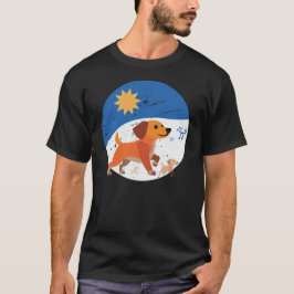 かわいいダックスフンドファミリー陽気な日のバイブス Tシャツ
