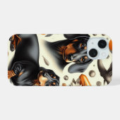かわいいダックスフンド柄 iPhone 15ケース (裏面横)