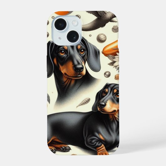 かわいいダックスフンド柄 iPhone 15ケース (裏面)