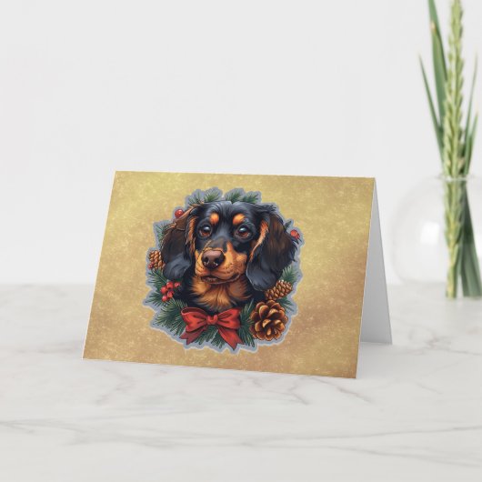 かわいいダックスフンド クリスマスカード 案内状 (正面)