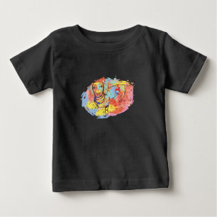 かわいいダックスフンド ベビーTシャツ