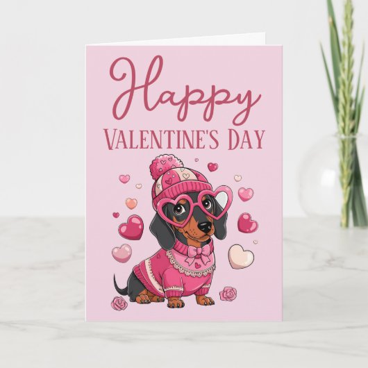 かわいいダックスフンド 犬以上に素敵なバレンタインカード シーズンカード (正面)