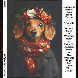かわいいダックスフンド 犬 フェスティブ スカーフ ED9L デコパージュ 薄葉紙