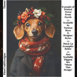 かわいいダックスフンド 犬 フェスティブ スカーフ ED9R デコパージュ 薄葉紙