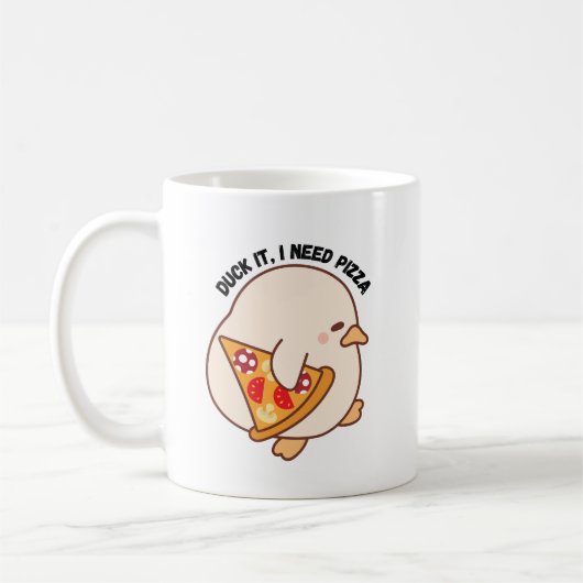 かわいいダックピザ愛好家 コーヒーマグカップ (左)