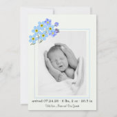 かわいいダックブルーフローラパステル写真男の赤ちゃん誕生 案内状 (裏面)