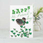 かわいいダック シャムロック クローバー ハッピー セントパトリックデー シーズンカード (スタンド正面)