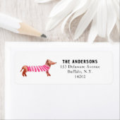 かわいいダッシュントお洒落ウォーターカラー差出人住所 ラベル (インサイチュ)