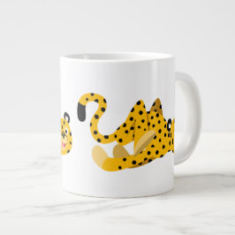 かわいいダッシングカートゥーン チーター ジャンボコーヒーマグカップ