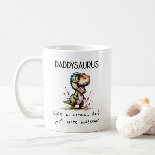 かわいいダディサウルス 父の日 コーヒーマグカップ (ドーナツ)