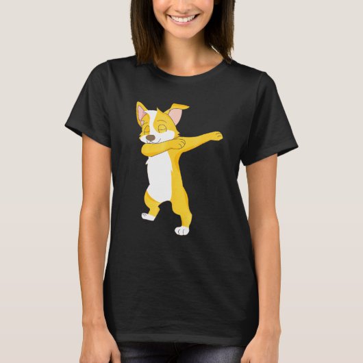かわいいダビングコーギー犬ダブ Tシャツ (正面)