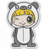 かわいいダビングパンダ – ステッおもしろいカー シール (正面)