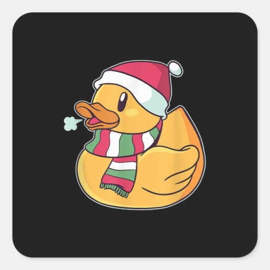 かわいいダブダッククリスマス スクエアシール (正面)
