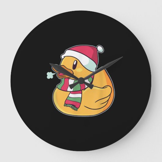 かわいいダブダッククリスマス ラージ壁時計 (正面)
