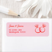 かわいいダブルダイヤモンドリングや輪ピンク&レッドアドレス ラベル (インサイチュ)