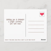 かわいいダリアの花とテディベアの回復おめでとうカード ポストカード (裏面)