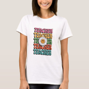 かわいいダリアの花のレトロなバックトゥスクール Tシャツ