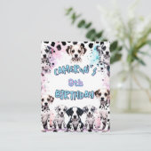 かわいいダルメシアンの子犬の誕生日水彩画 ポストカード (スタンド正面)