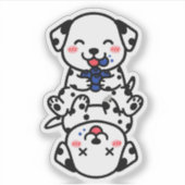 かわいいダルメシアンパピー ブルーベリーFun シール (正面)