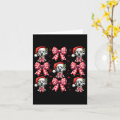 かわいいダルメシアン犬 赤いチェック柄 コケッティー リボン クリスマス カード (黄色い花)