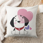 かわいいダルメシアン+子犬+ハート クッション (ブランケット)