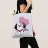 かわいいダルメシアン+子犬+ハート トートバッグ (クローズアップ)