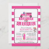 かわいいダルメーション消防車ベビーシャワー招待状 招待状 (正面)