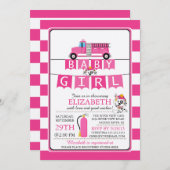 かわいいダルメーション消防車ベビーシャワー招待状 招待状 (正面/裏面)