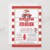 かわいいダルメーション消防車ベビーシャワー招待状 招待状 (正面)