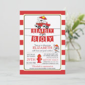 かわいいダルメーション消防車ベビーシャワー招待状 招待状 (スタンド正面)