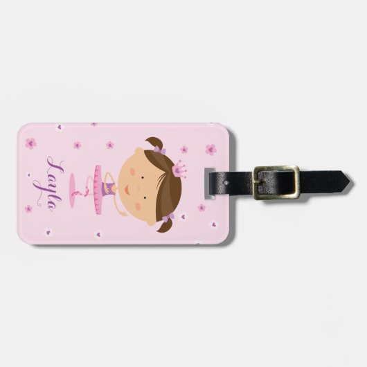 かわいいダンサーのバレリーナの女の子の荷物のラベル ラゲッジタグ (正面横)
