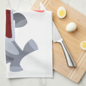 かわいいダンシングカートゥーンオオカミ キッチンタオル (四つ折り)