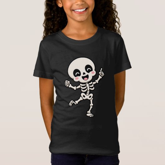 かわいいダンシングスケルトンのハロウィンデザイン Tシャツ (正面)