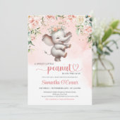 かわいいダンスのゾウのボヘミアンピンクの花の女の子 招待状 (スタンド正面)