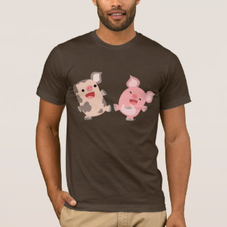 かわいいダンスをするアニメ豚のTシャツ Tシャツ
