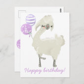 かわいいダンスをするラマと風船 - 子供の誕生日 ポストカード (正面/裏面)