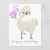 かわいいダンスをするラマと風船 - 子供の誕生日 ポストカード (正面)