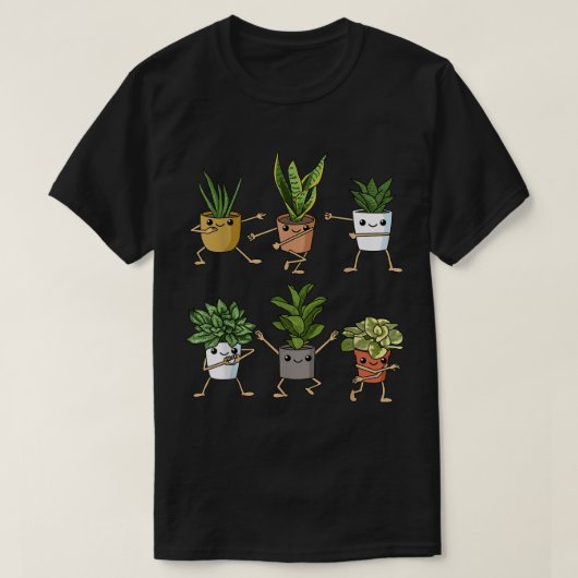 かわいいダンスをする観葉植物のキャラクターデザイン Tシャツ (デザイン正面)