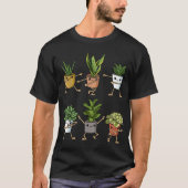 かわいいダンスをする観葉植物のキャラクターデザイン Tシャツ (正面)