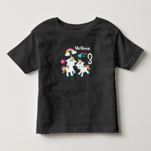 かわいいダンスユニコーンのマジカルレインボー誕生日 トドラーTシャツ