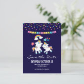 かわいいダンスユニコーンの魔法のSave the Date ポストカード (スタンド正面)