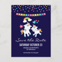 かわいいダンスユニコーンの魔法のSave the Date