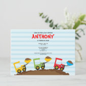かわいいダンプトラックの誕生日パーティー招待状 招待状 (スタンド正面)