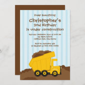 かわいいダンプトラックボーイズバースデーパーティ招待状 招待状 (正面/裏面)