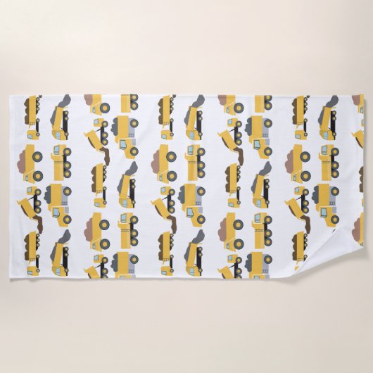 かわいいダンプトラック建築トラックボーイズ ビーチタオル (正面)