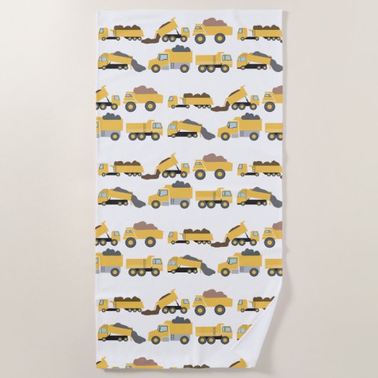 かわいいダンプトラック建築トラックボーイズ ビーチタオル (正面)